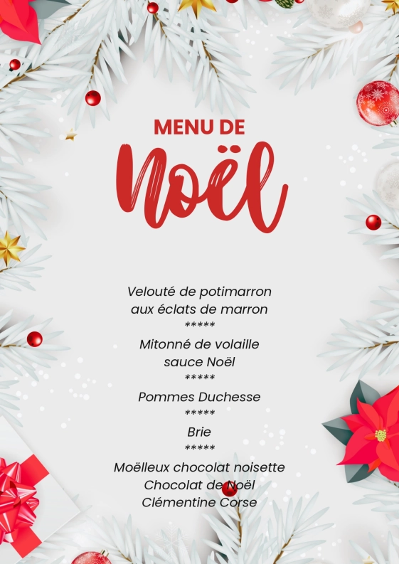 Le menu de NOEL 2023